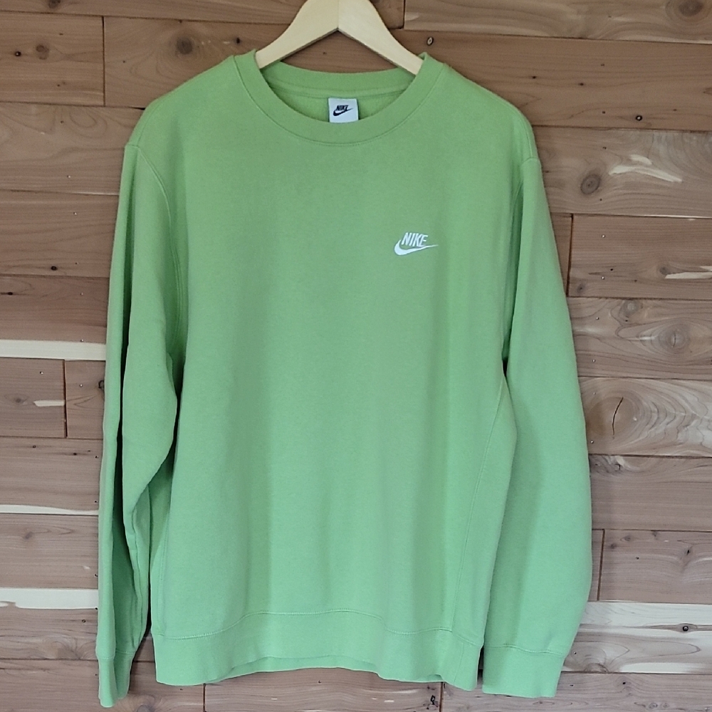 Nike Avocado Green Sweatshirt, Size L, Soft, White Embroidery Logo